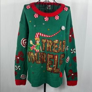 Holiday Time‎ Red & Green Women’s Ugly Christmas Sweater Medium (8-10) Festive